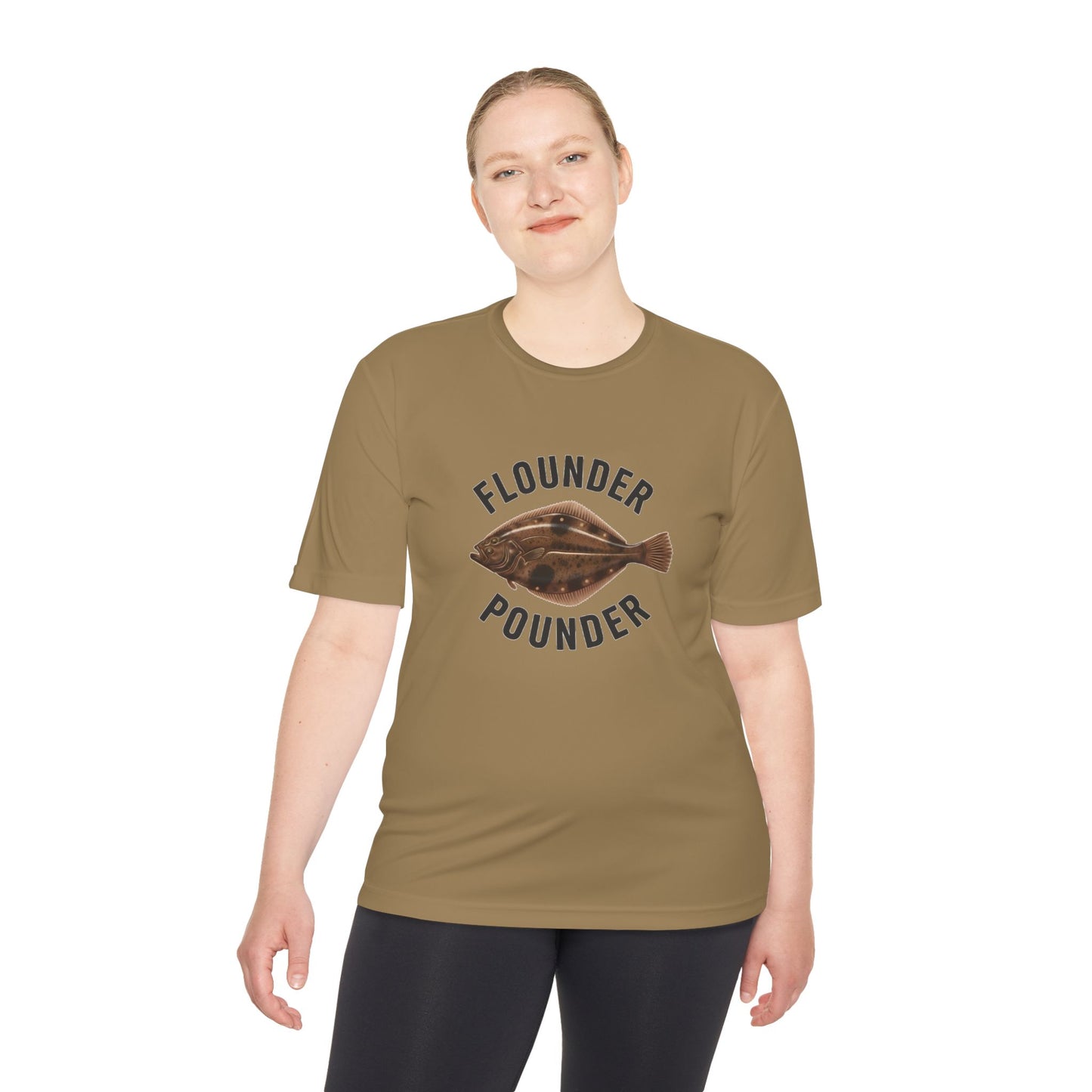 Flounder Pounder Tee - Unisex Moisture Wicking Shirt for Fishing Lovers, Casual Wear, Outdoors, Fun Gift
