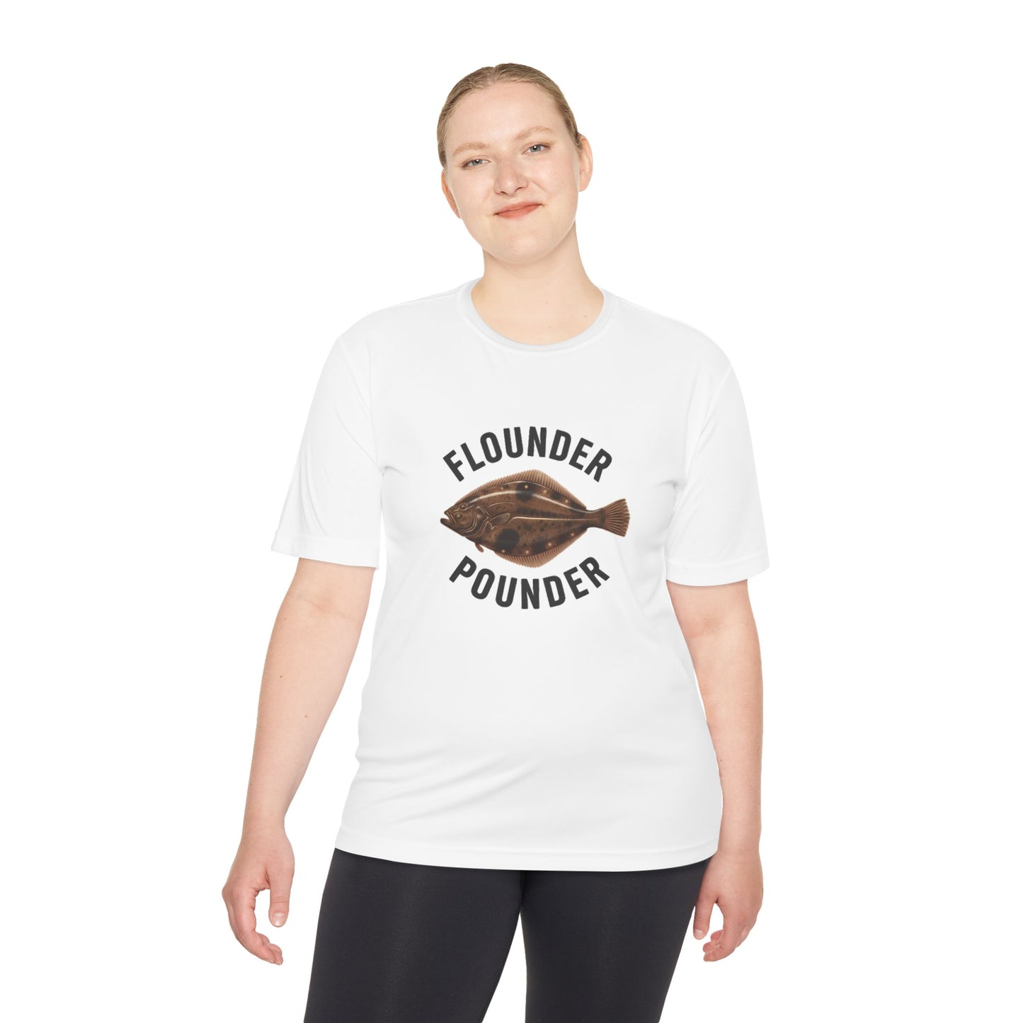 Flounder Pounder Tee - Unisex Moisture Wicking Shirt for Fishing Lovers, Casual Wear, Outdoors, Fun Gift