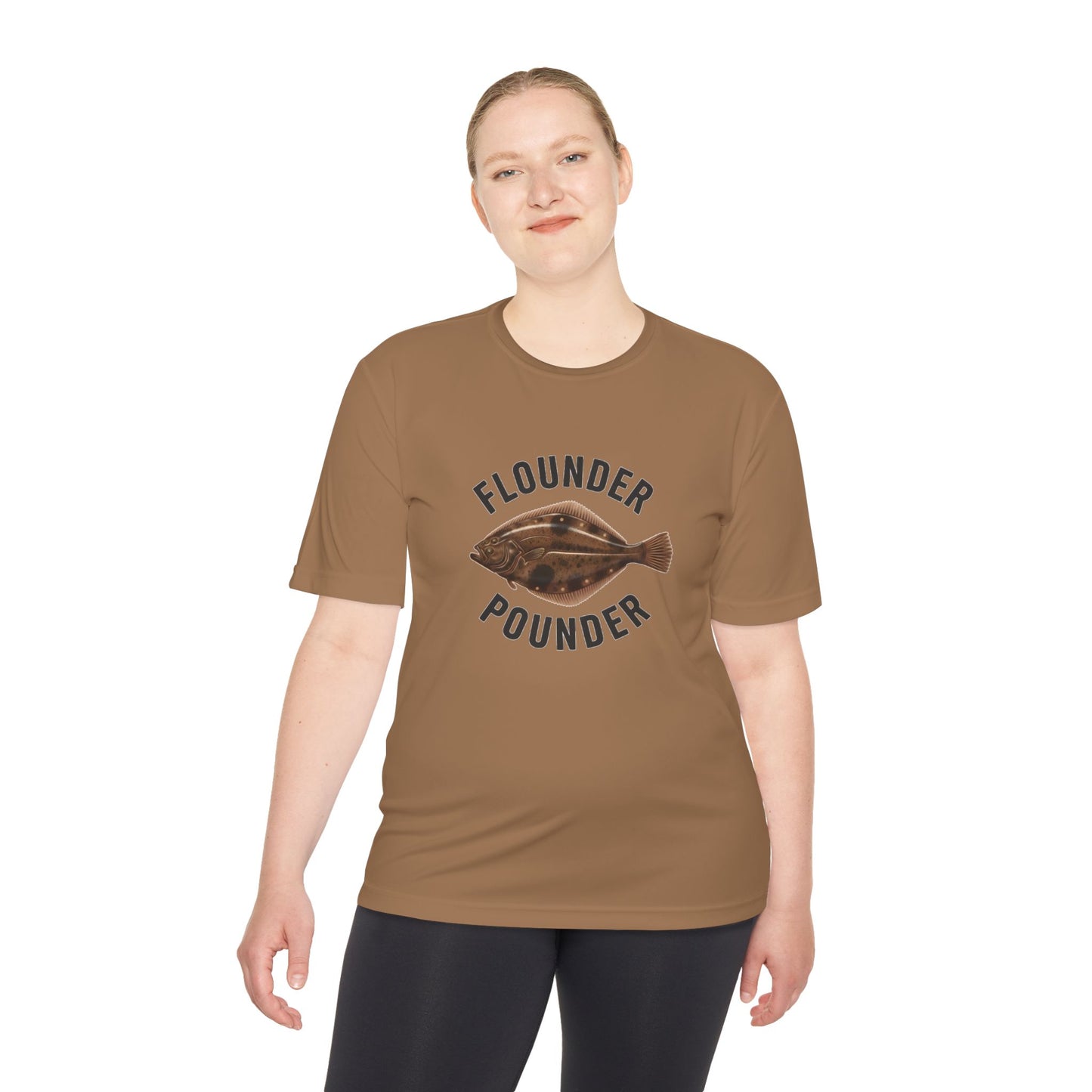 Flounder Pounder Tee - Unisex Moisture Wicking Shirt for Fishing Lovers, Casual Wear, Outdoors, Fun Gift