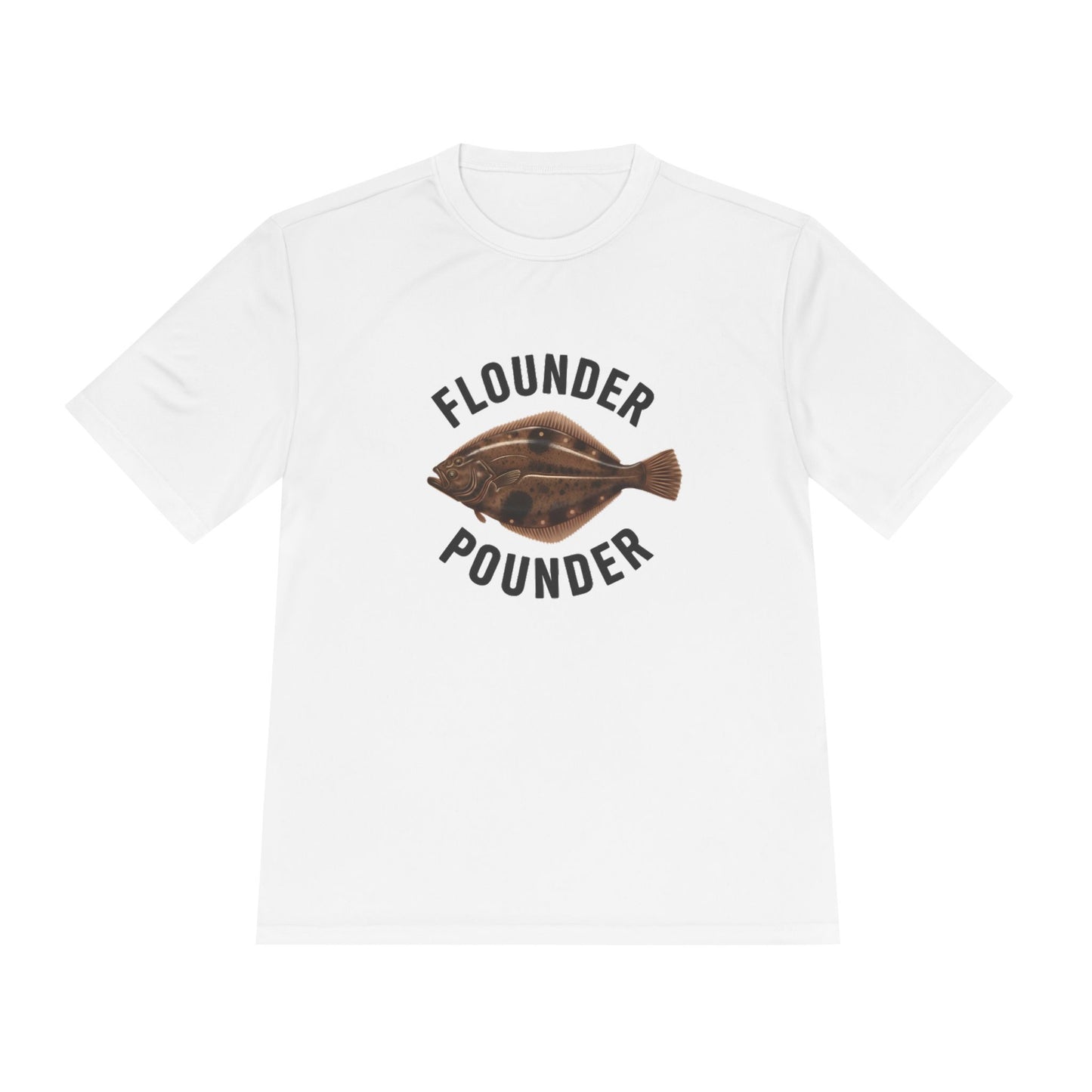 Flounder Pounder Tee - Unisex Moisture Wicking Shirt for Fishing Lovers, Casual Wear, Outdoors, Fun Gift