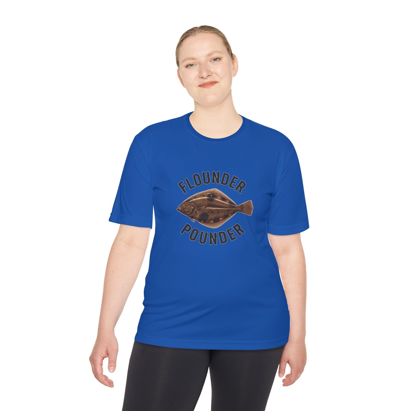 Flounder Pounder Tee - Unisex Moisture Wicking Shirt for Fishing Lovers, Casual Wear, Outdoors, Fun Gift