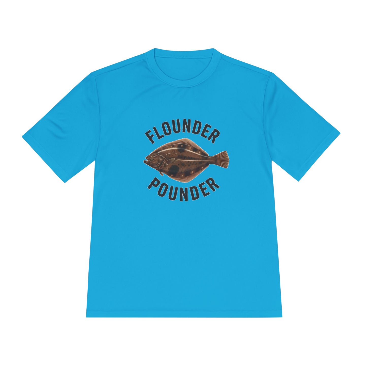 Flounder Pounder Tee - Unisex Moisture Wicking Shirt for Fishing Lovers, Casual Wear, Outdoors, Fun Gift