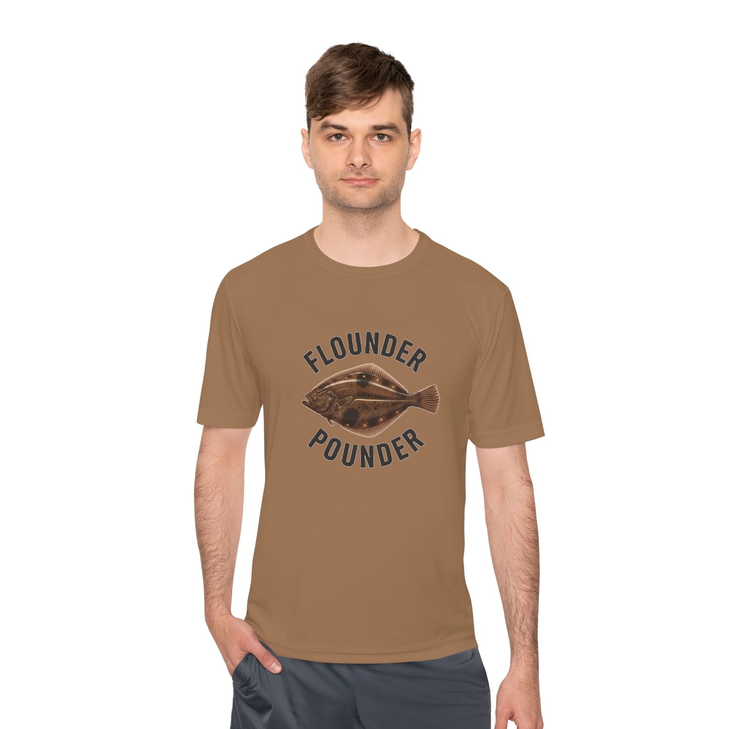 Flounder Pounder Tee - Unisex Moisture Wicking Shirt for Fishing Lovers, Casual Wear, Outdoors, Fun Gift