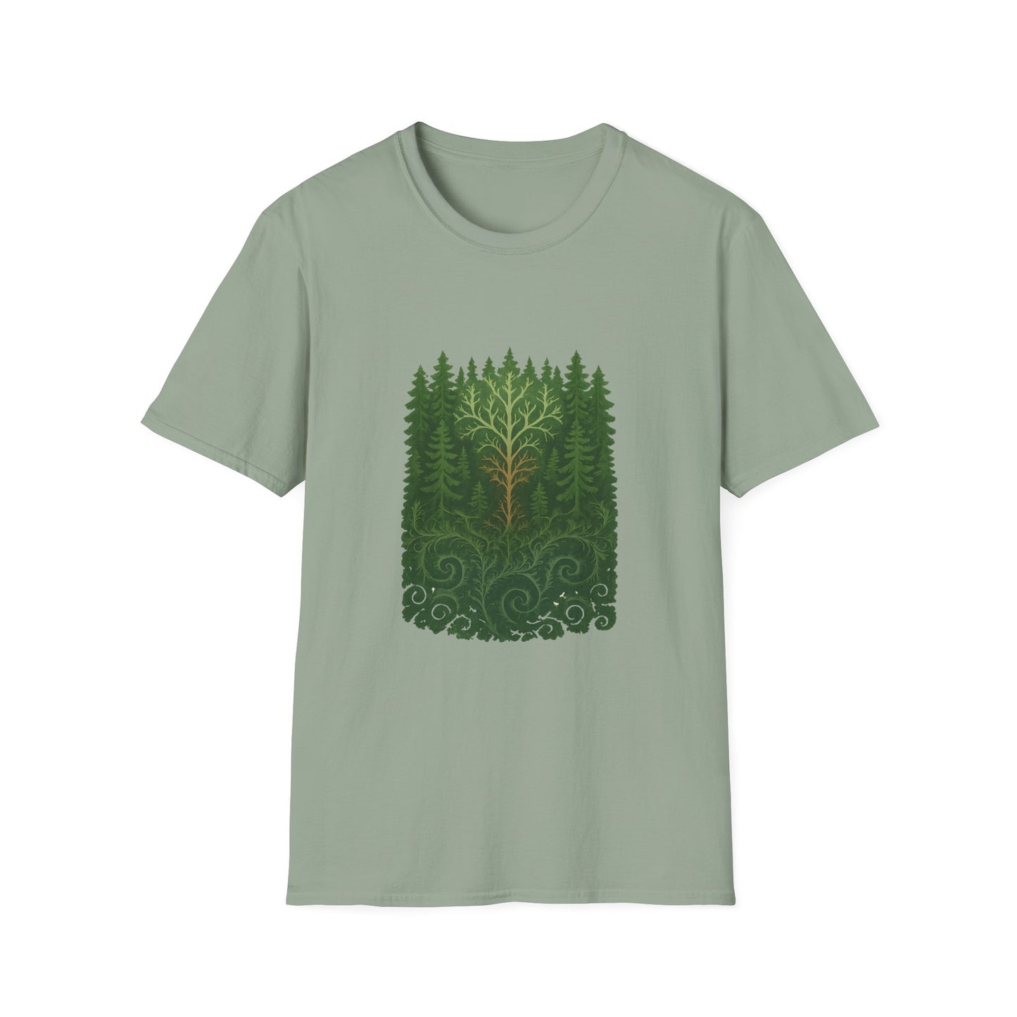 Fractal Forest T-Shirt – Nature Graphic Tee, Outdoor Shirt