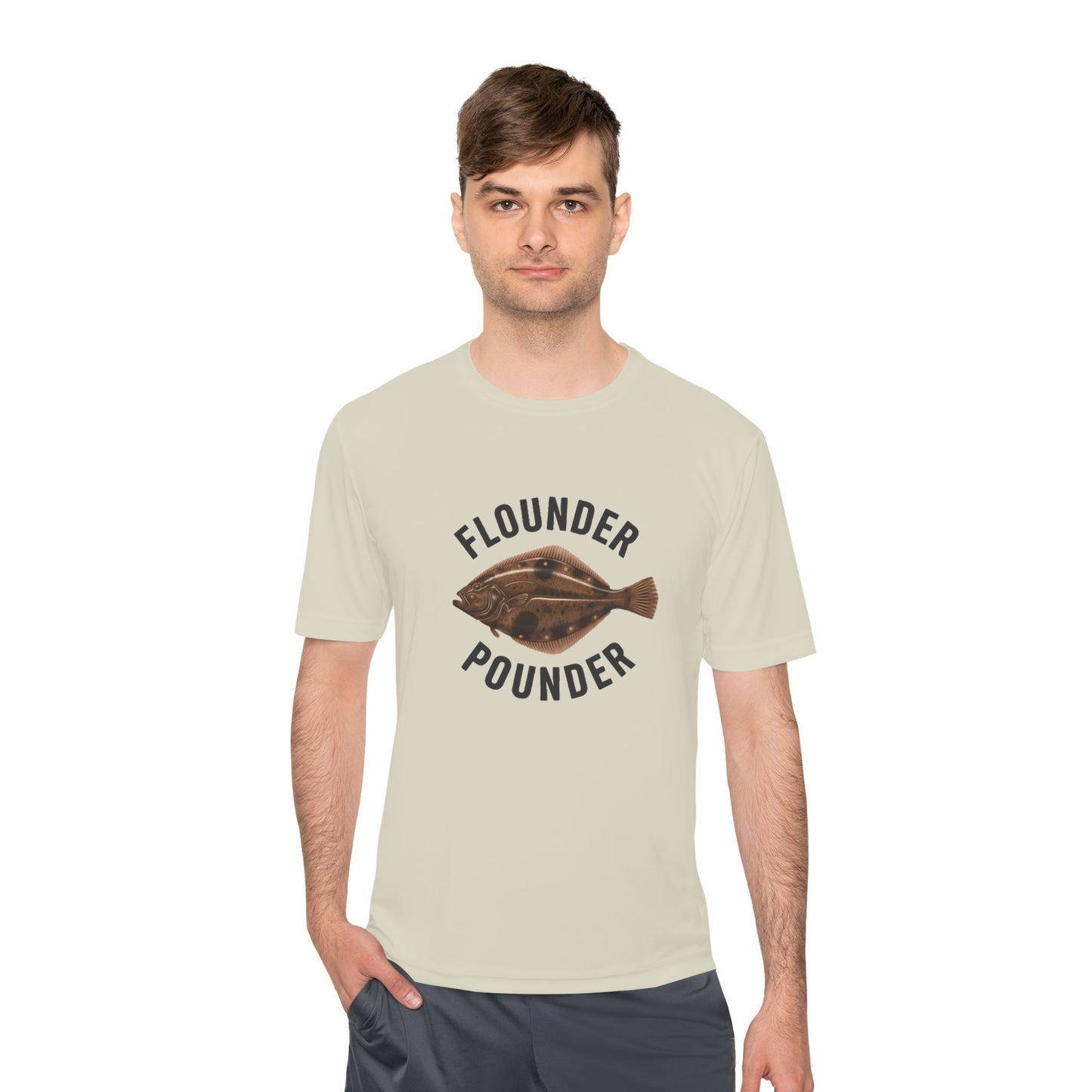 Flounder Pounder Tee - Unisex Moisture Wicking Shirt for Fishing Lovers, Casual Wear, Outdoors, Fun Gift