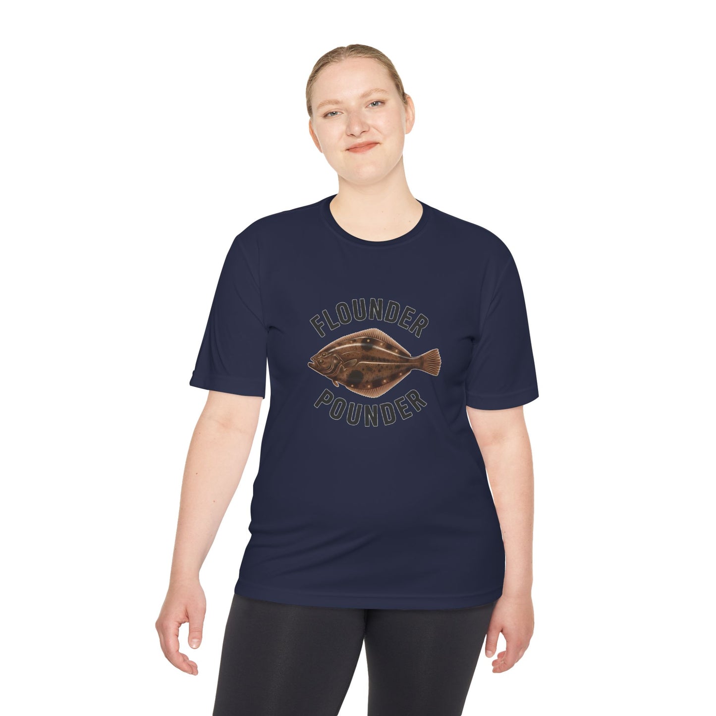 Flounder Pounder Tee - Unisex Moisture Wicking Shirt for Fishing Lovers, Casual Wear, Outdoors, Fun Gift