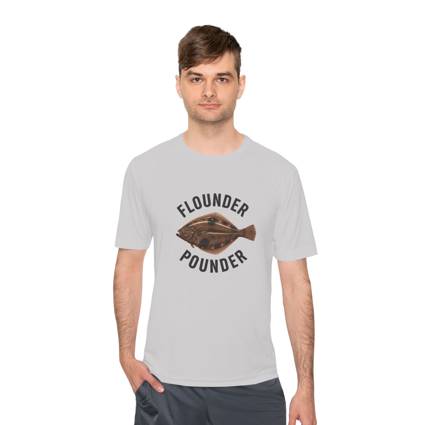 Flounder Pounder Tee - Unisex Moisture Wicking Shirt for Fishing Lovers, Casual Wear, Outdoors, Fun Gift