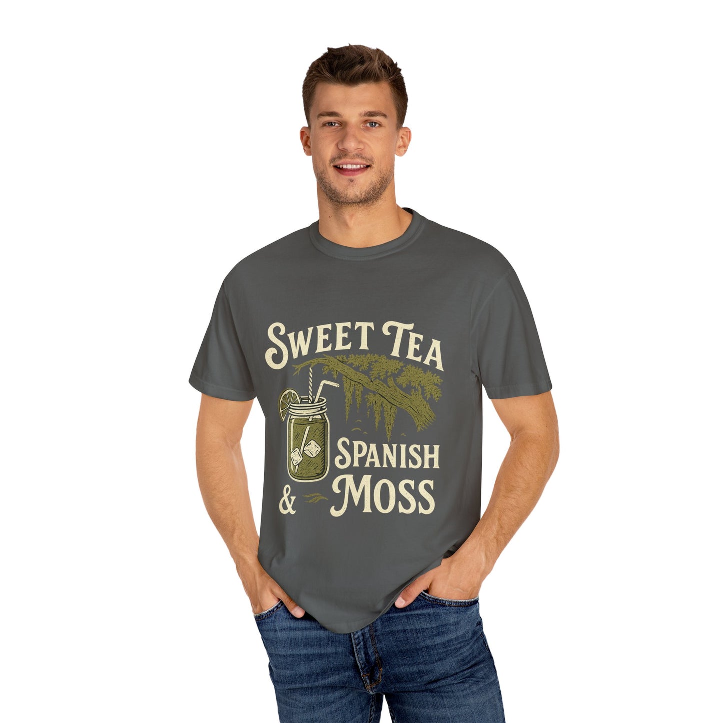 Sweet Tea & Spanish Moss T-Shirt, Vintage Style Tee, Southern Comfort Apparel, Gift for Tea Lovers, Relaxed Fit T-Shirt