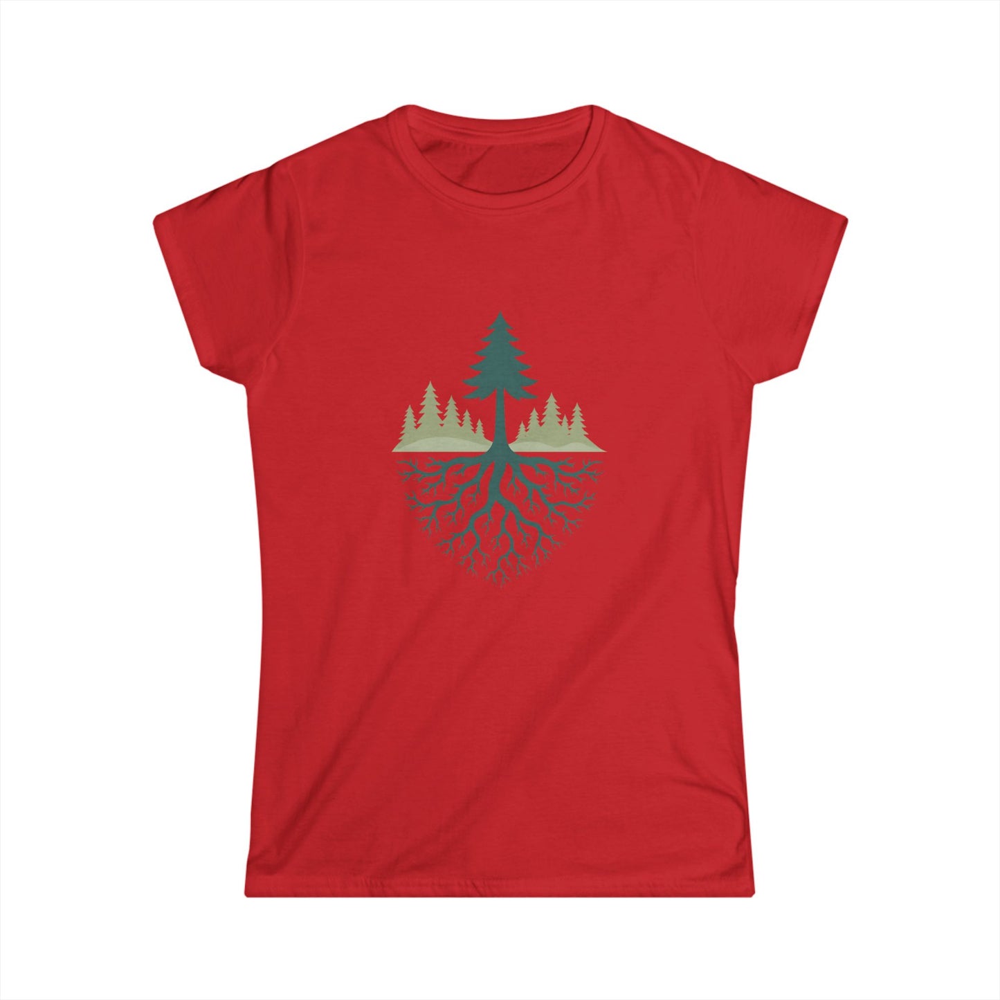 Nature-Inspired Women's Softstyle Tee with Fractal Forest Design, Eco-Friendly Fashion, Perfect for Nature Lovers, Casual Wear, Gift for Her