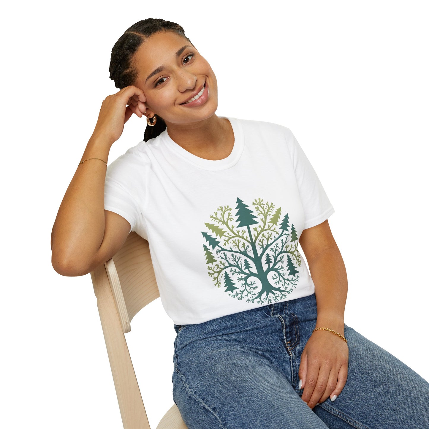 Fractal Forest T-Shirt – Nature Graphic Tee, Outdoor Shirt