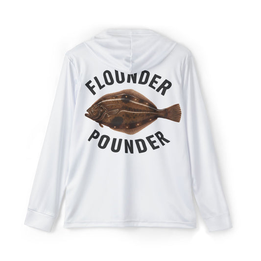 Flounder Pounder Lightweight Fishing Hoodie – Saltwater Performance Shirt, Funny Angler Apparel, UV Sun Protection, Fishing Hoodie