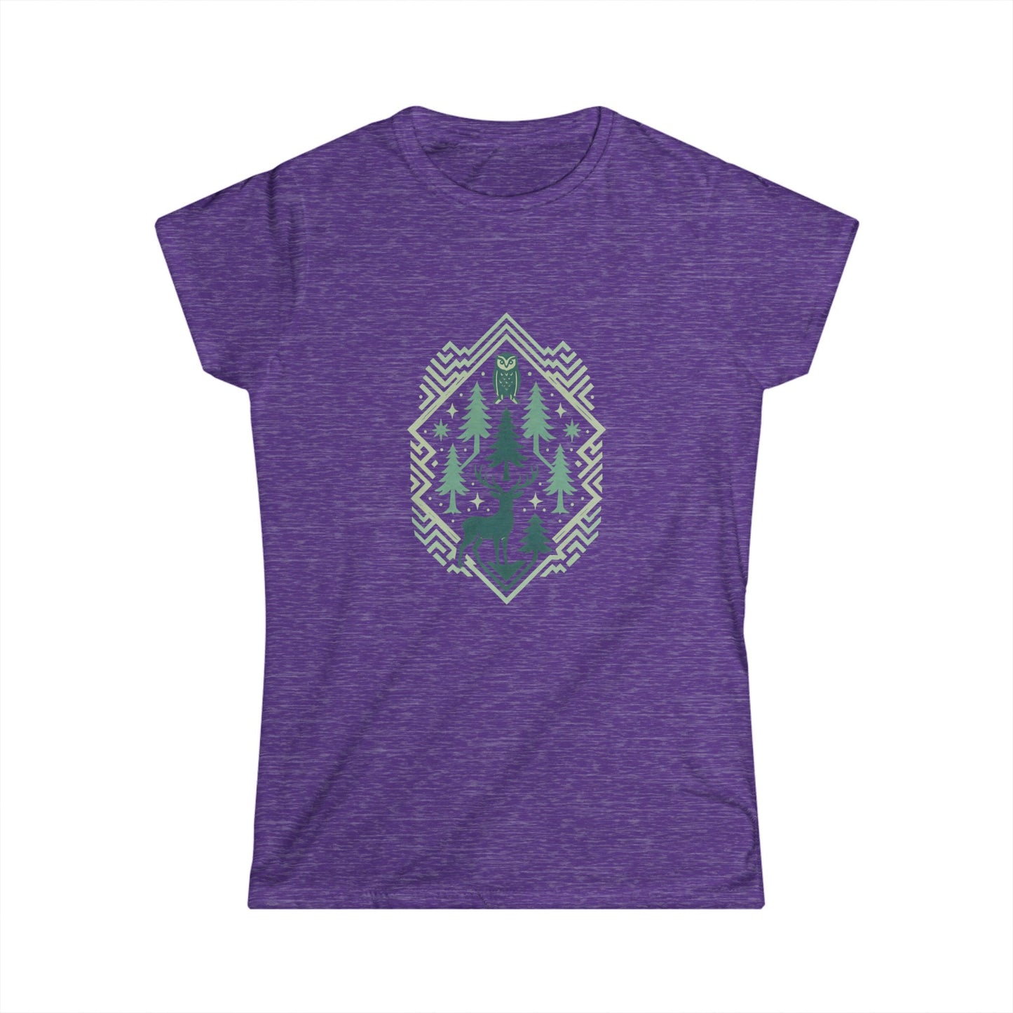 Nature-Inspired Women's Softstyle Tee with Fractal Forest Design, Eco-Friendly Fashion, Perfect for Nature Lovers, Casual Wear, Gift for Her