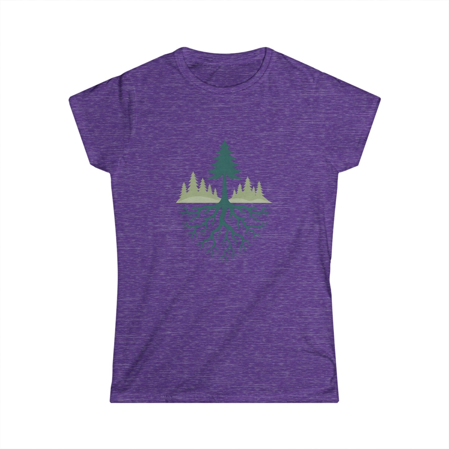 Nature-Inspired Women's Softstyle Tee with Fractal Forest Design, Eco-Friendly Fashion, Perfect for Nature Lovers, Casual Wear, Gift for Her