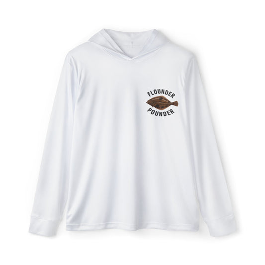Flounder Pounder Lightweight Fishing Hoodie – Saltwater Performance Shirt, Funny Angler Apparel, UV Sun Protection, Fishing Hoodie