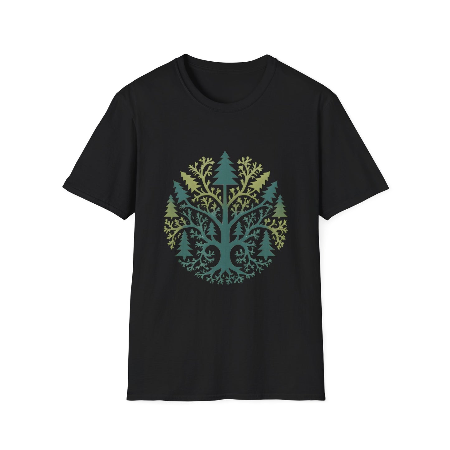 Fractal Forest T-Shirt – Nature Graphic Tee, Outdoor Shirt