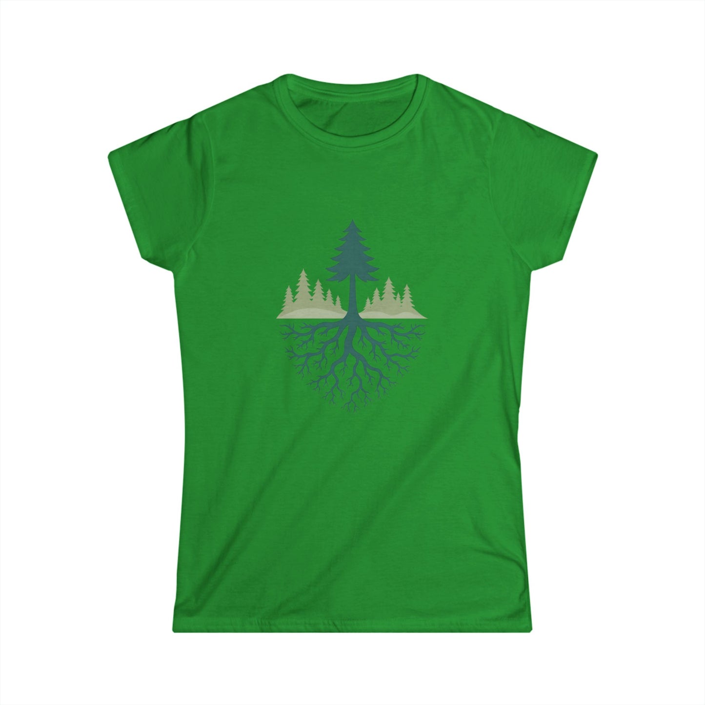 Nature-Inspired Women's Softstyle Tee with Fractal Forest Design, Eco-Friendly Fashion, Perfect for Nature Lovers, Casual Wear, Gift for Her