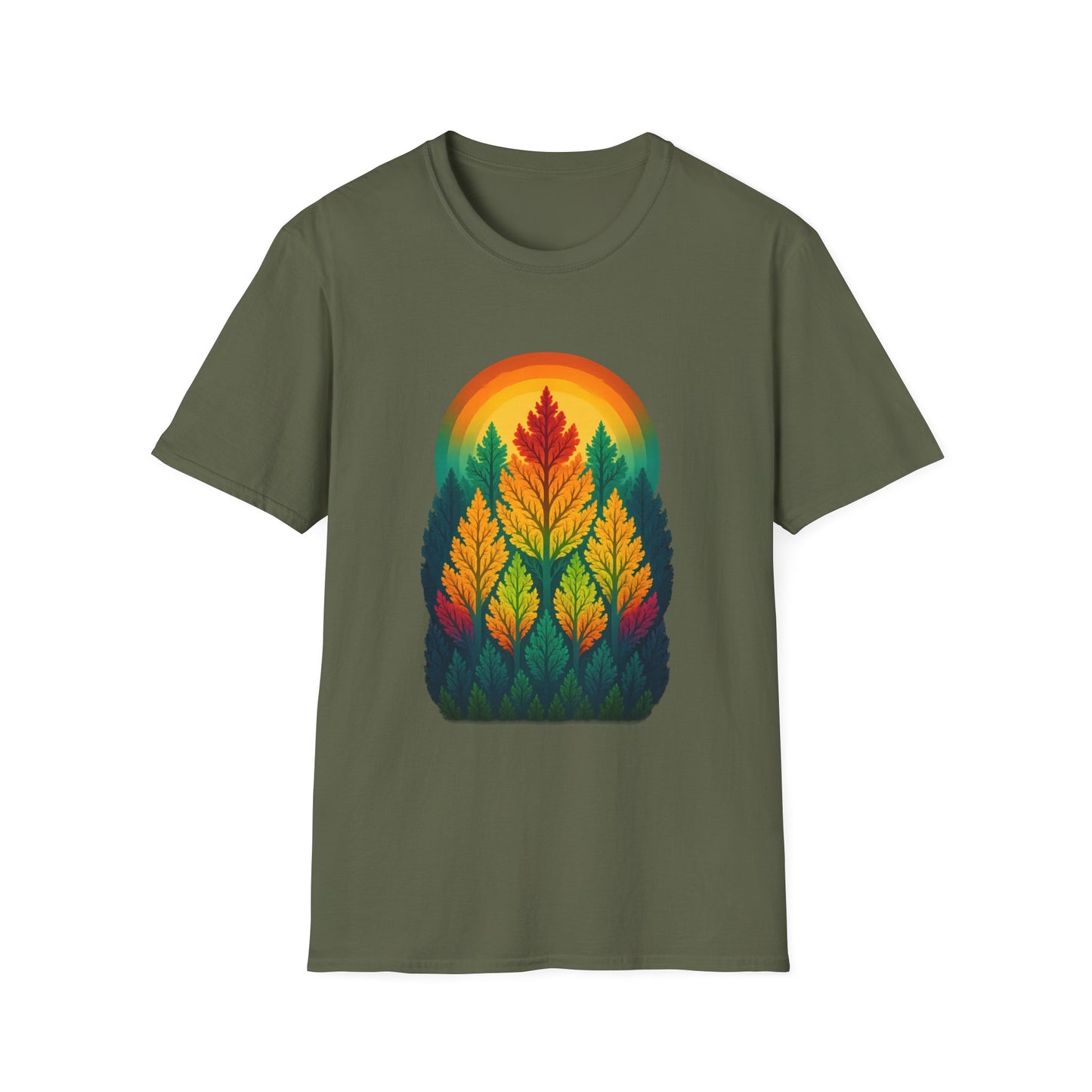 Fractal Forest T-Shirt – Nature Graphic Tee, Outdoor Shirt