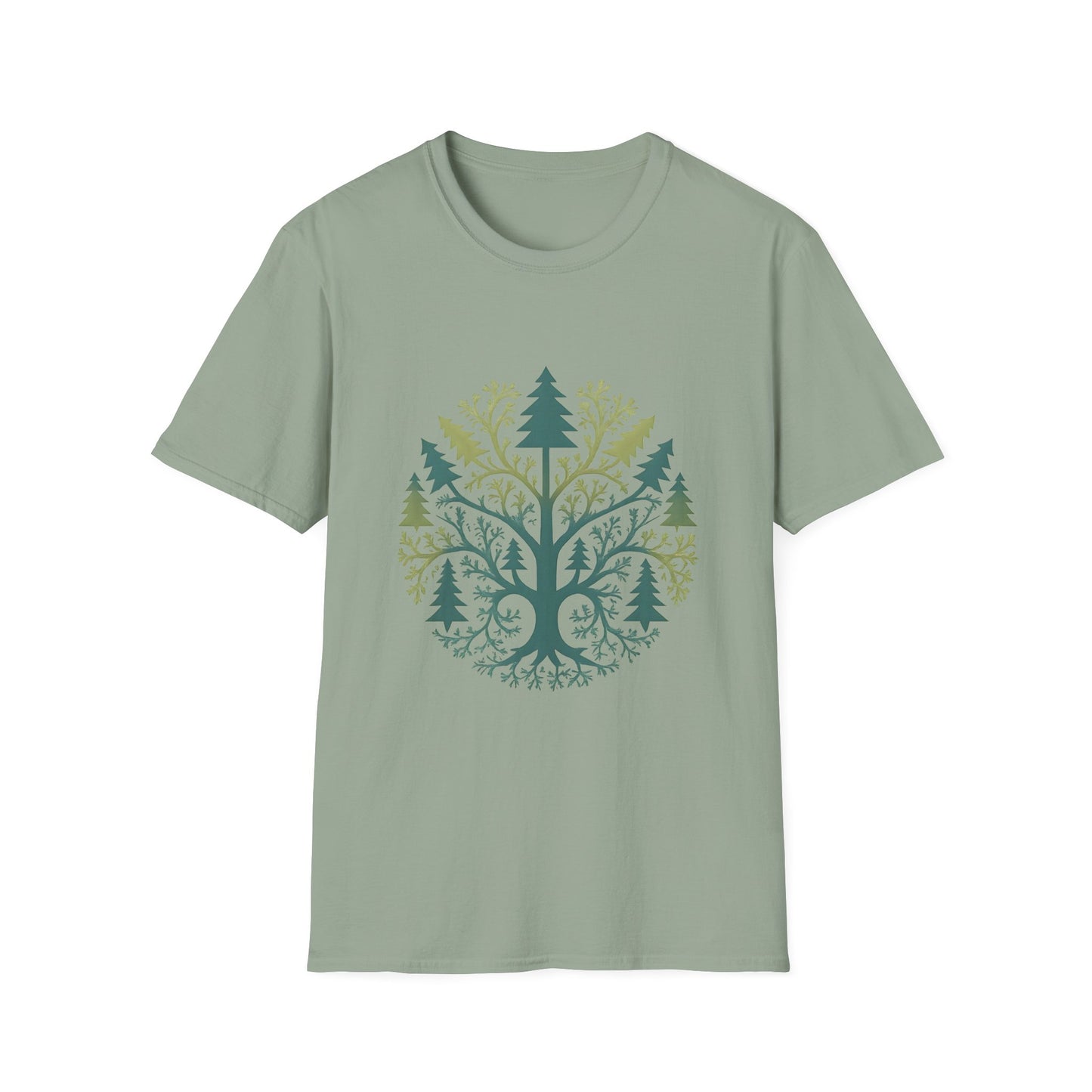 Fractal Forest T-Shirt – Nature Graphic Tee, Outdoor Shirt