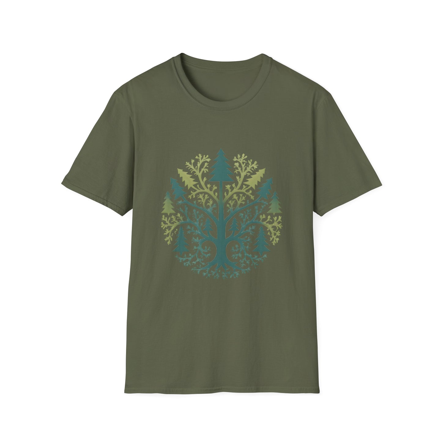 Fractal Forest T-Shirt – Nature Graphic Tee, Outdoor Shirt