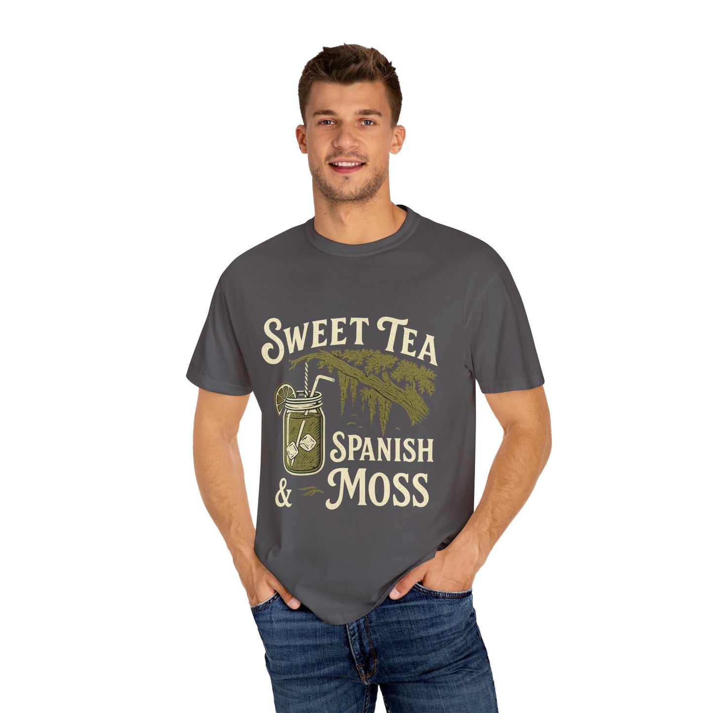 Sweet Tea & Spanish Moss T-Shirt, Vintage Style Tee, Southern Comfort Apparel, Gift for Tea Lovers, Relaxed Fit T-Shirt