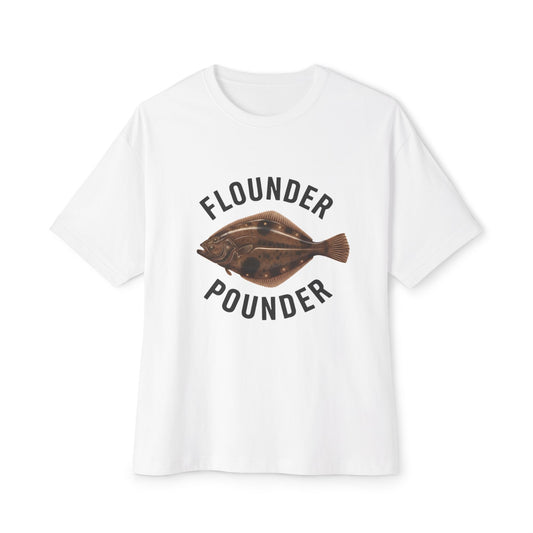 Flounder Pounder Oversized Tee, Casual Summer Tee, Funny Shirt Gift, Seafood Lover Top, Beach Day Attire, Fishing Enthusiast Apparel